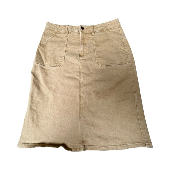 The Main Street Exchange Dresses & Skirts - The Main Street Exchange Skirt Womens 8 Tan Denim Mini A-Line Utility Pockets